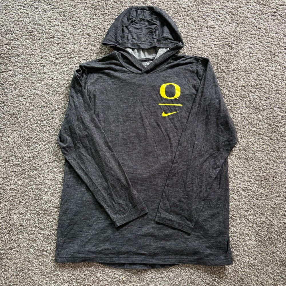 Nike Oregon Ducks Dri-Fit Cotton Slub Hoodie Lightweight Grey Mens Size Large